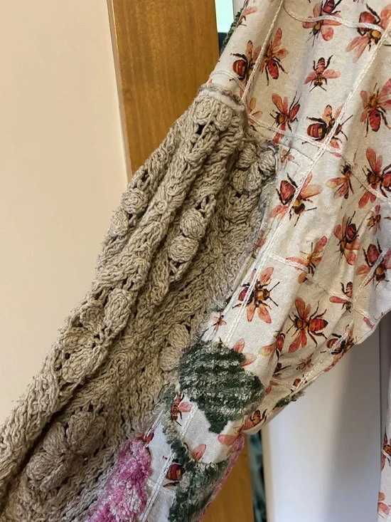 A Rare Bird Floral Patchwork Button-Up Shirt Dress in Pink and Green - Picture 5 of 11